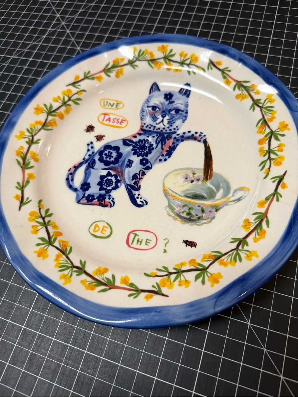 Adorable Nathalie Léte Anthropologie Plate with cat